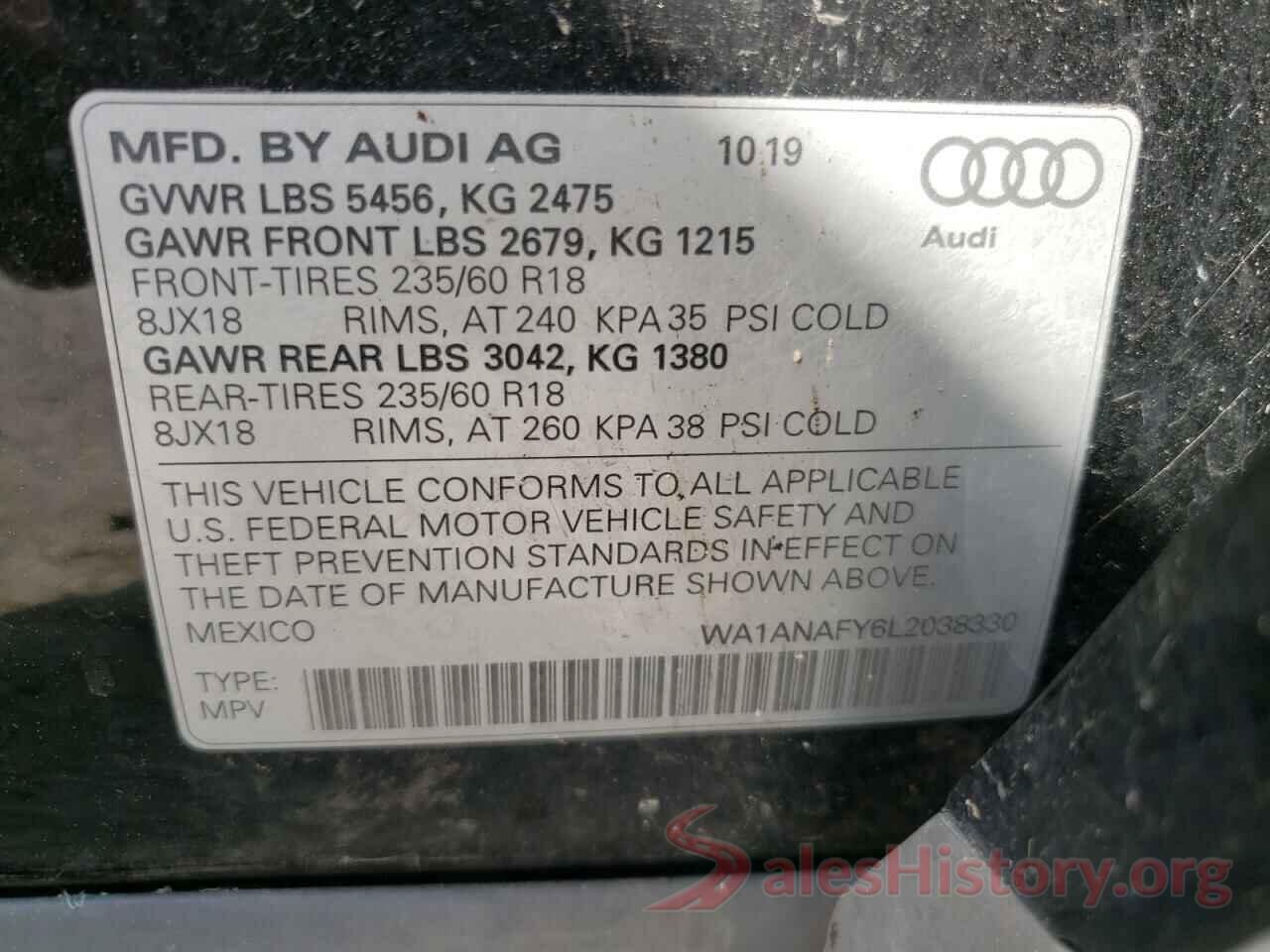 WA1ANAFY6L2038330 2020 AUDI Q5