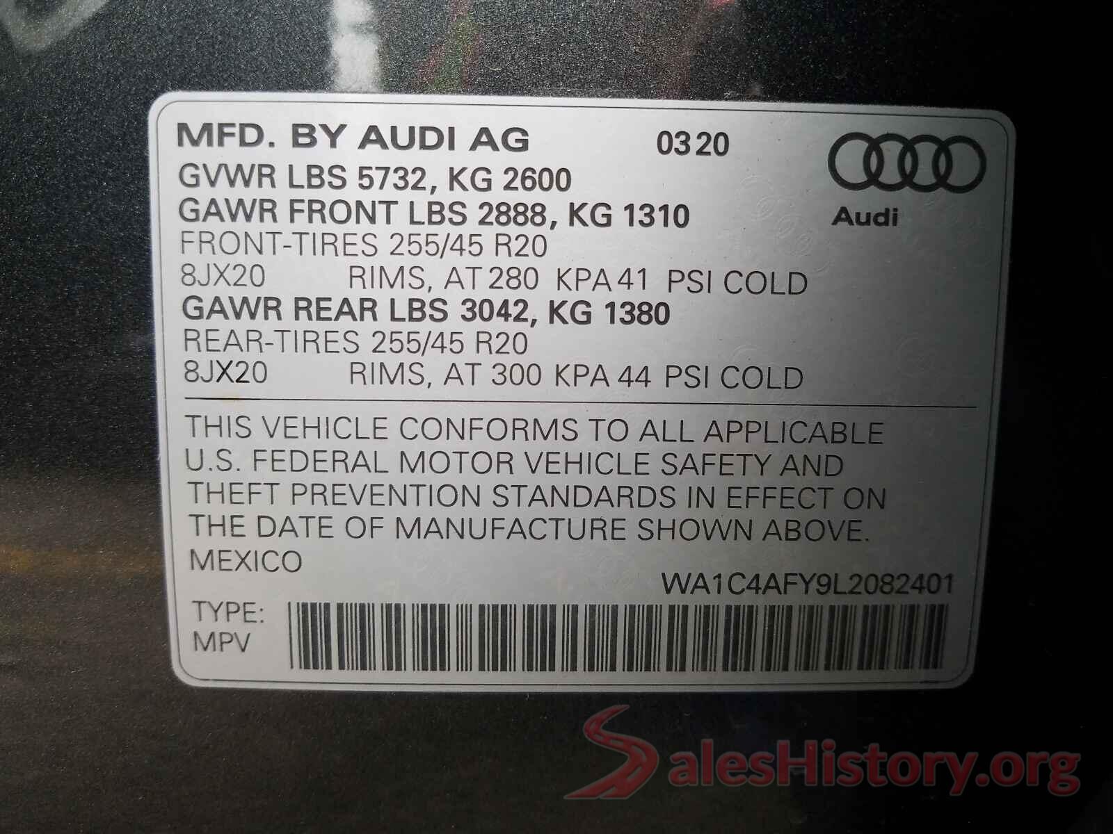 WA1C4AFY9L2082401 2020 AUDI SQ5