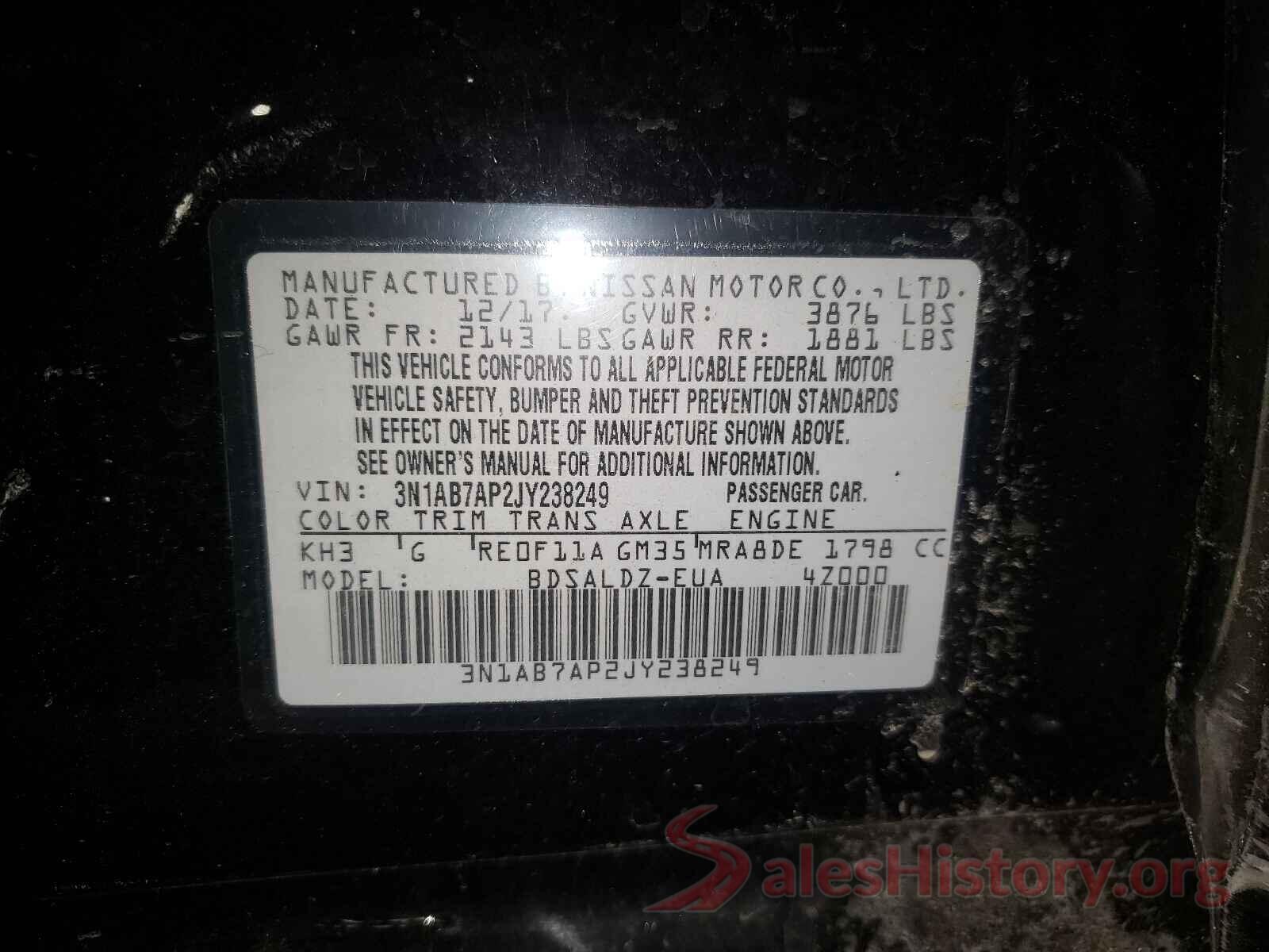 3N1AB7AP2JY238249 2018 NISSAN SENTRA