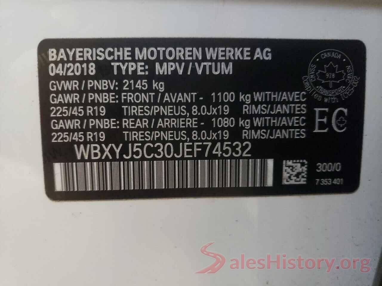 WBXYJ5C30JEF74532 2018 BMW X2