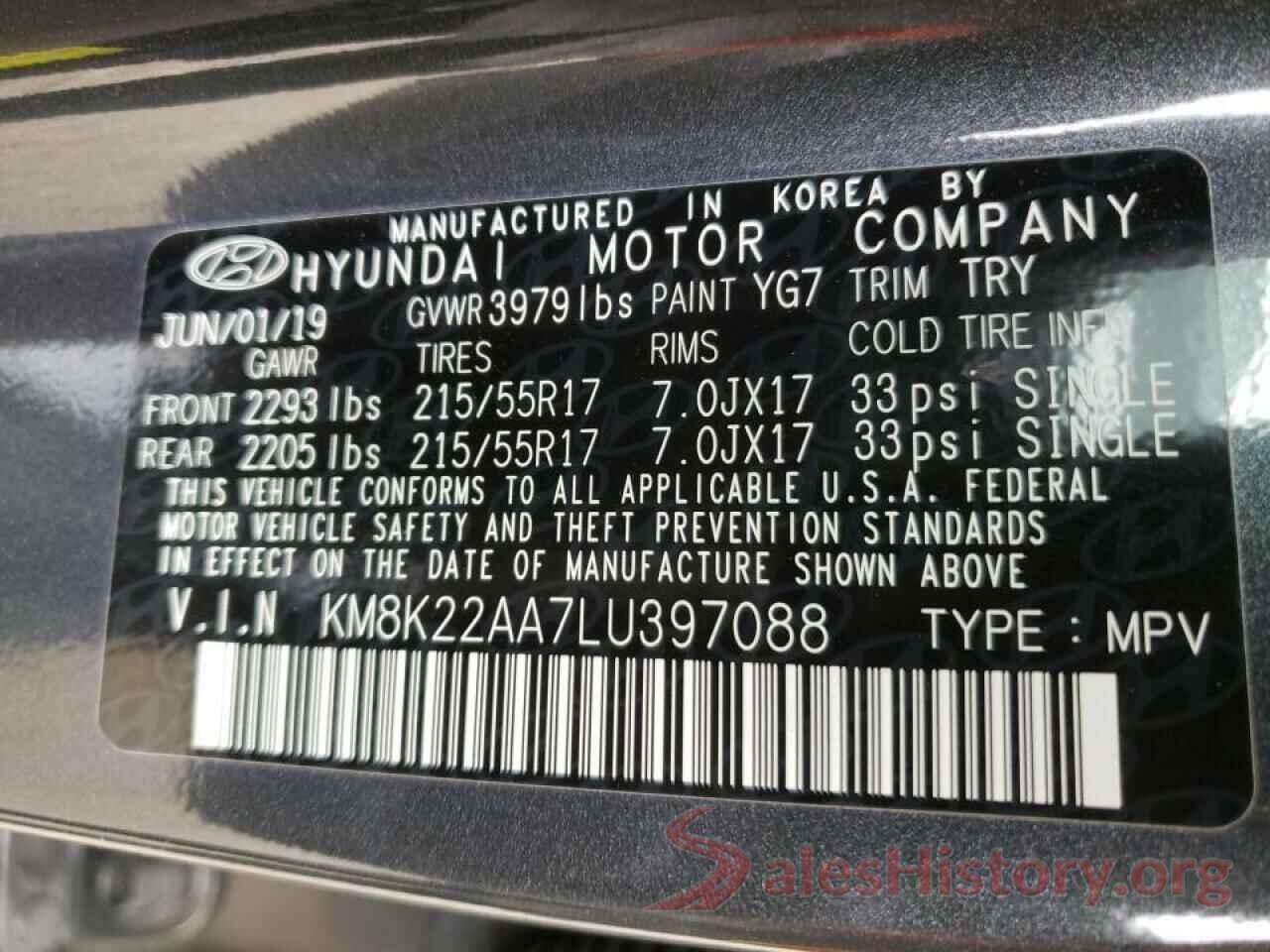 KM8K22AA7LU397088 2020 HYUNDAI KONA