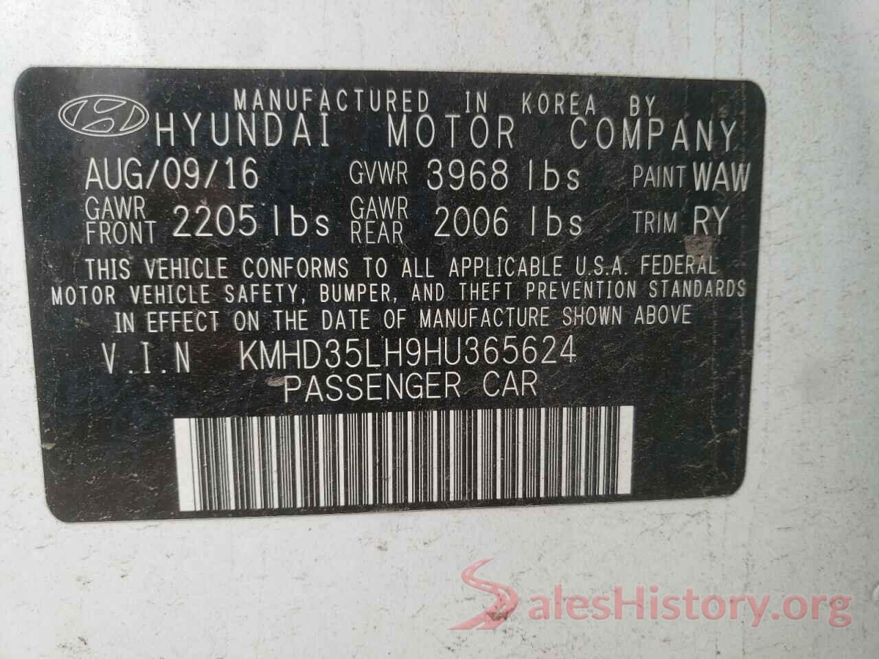 KMHD35LH9HU365624 2017 HYUNDAI ELANTRA