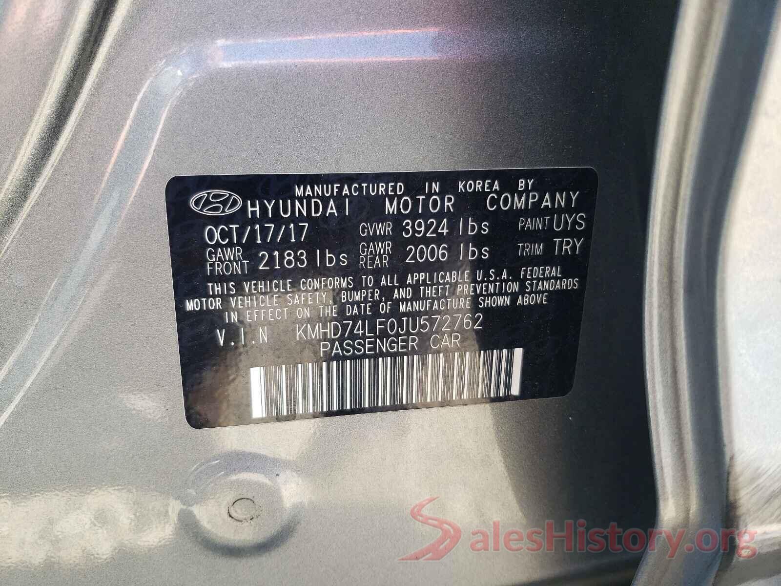 KMHD74LF0JU572762 2018 HYUNDAI ELANTRA