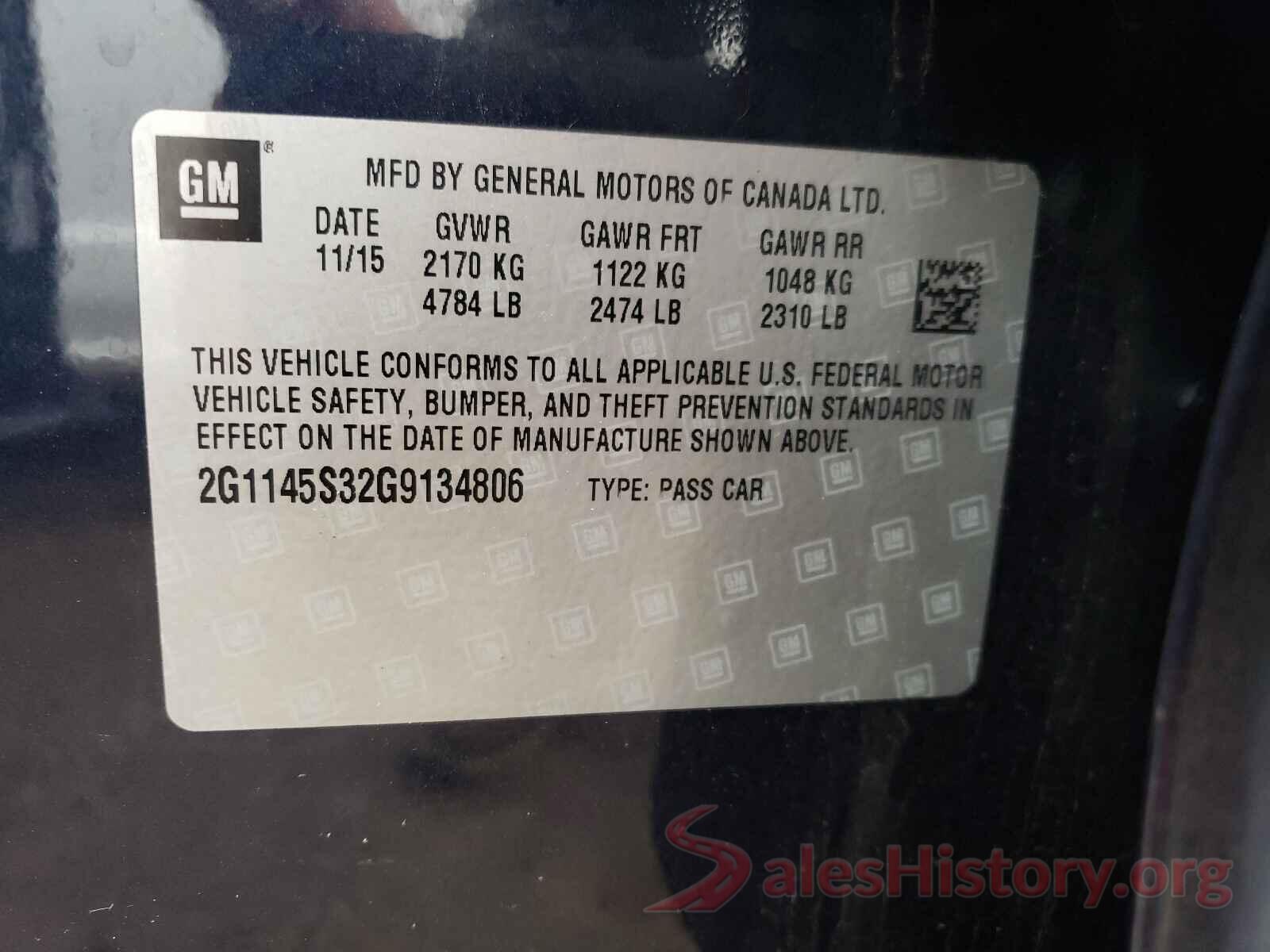 2G1145S32G9134806 2016 CHEVROLET IMPALA