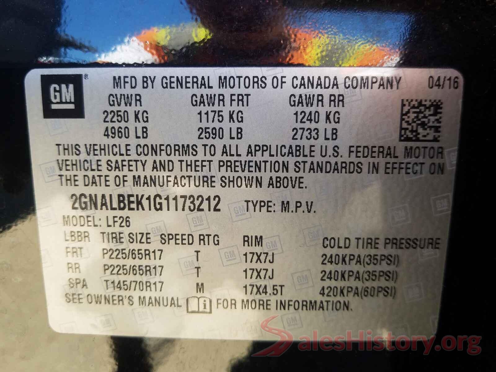 2GNALBEK1G1173212 2016 CHEVROLET EQUINOX