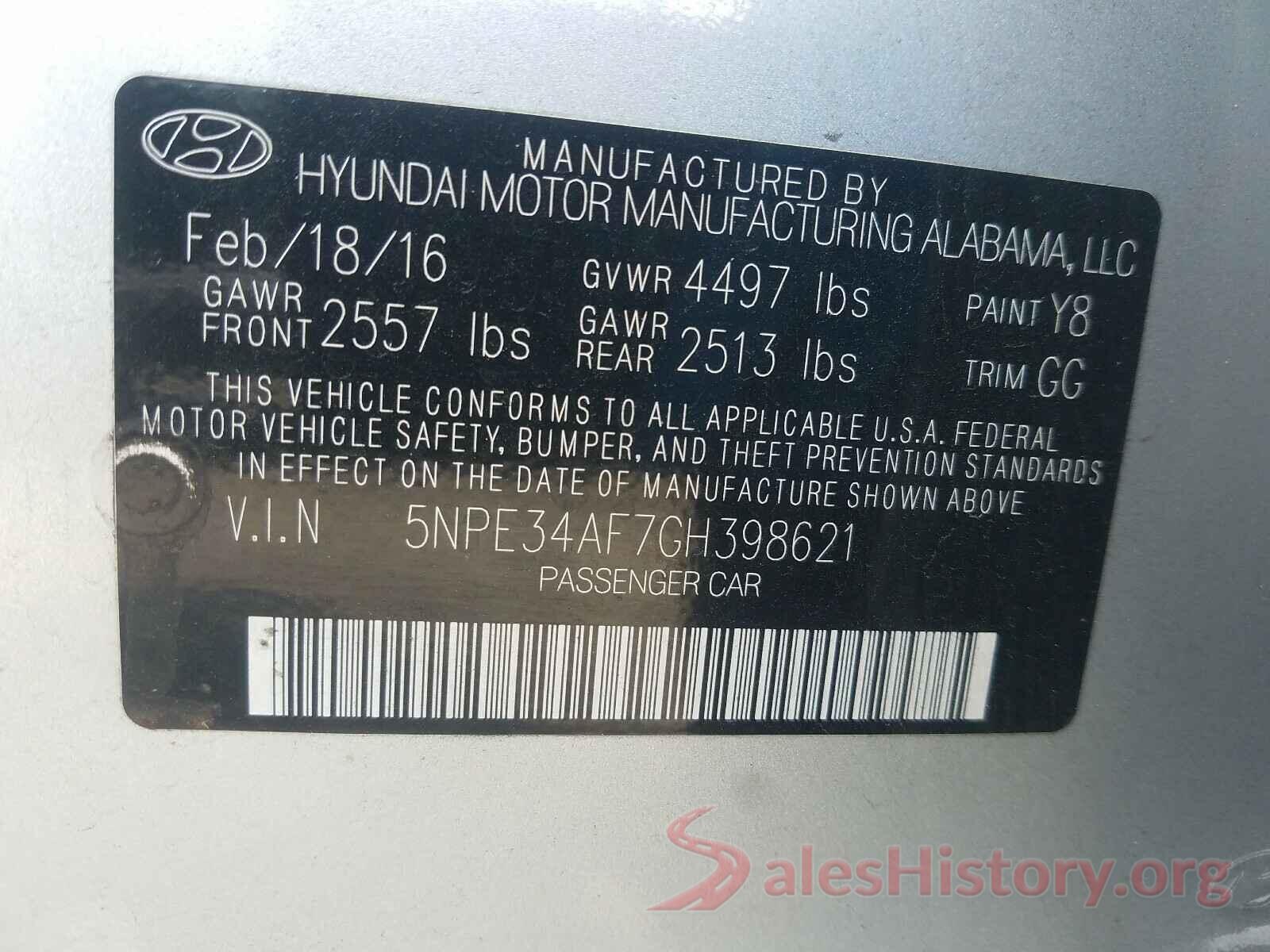 5NPE34AF7GH398621 2016 HYUNDAI SONATA