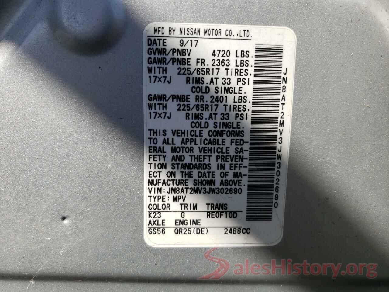 JN8AT2MV3JW302690 2018 NISSAN ROGUE