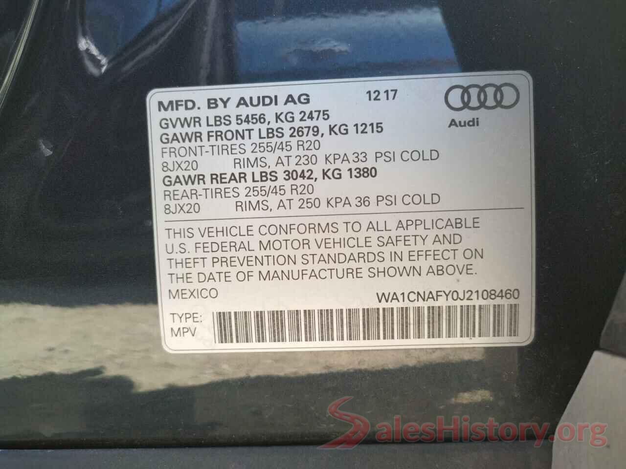 WA1CNAFY0J2108460 2018 AUDI Q5