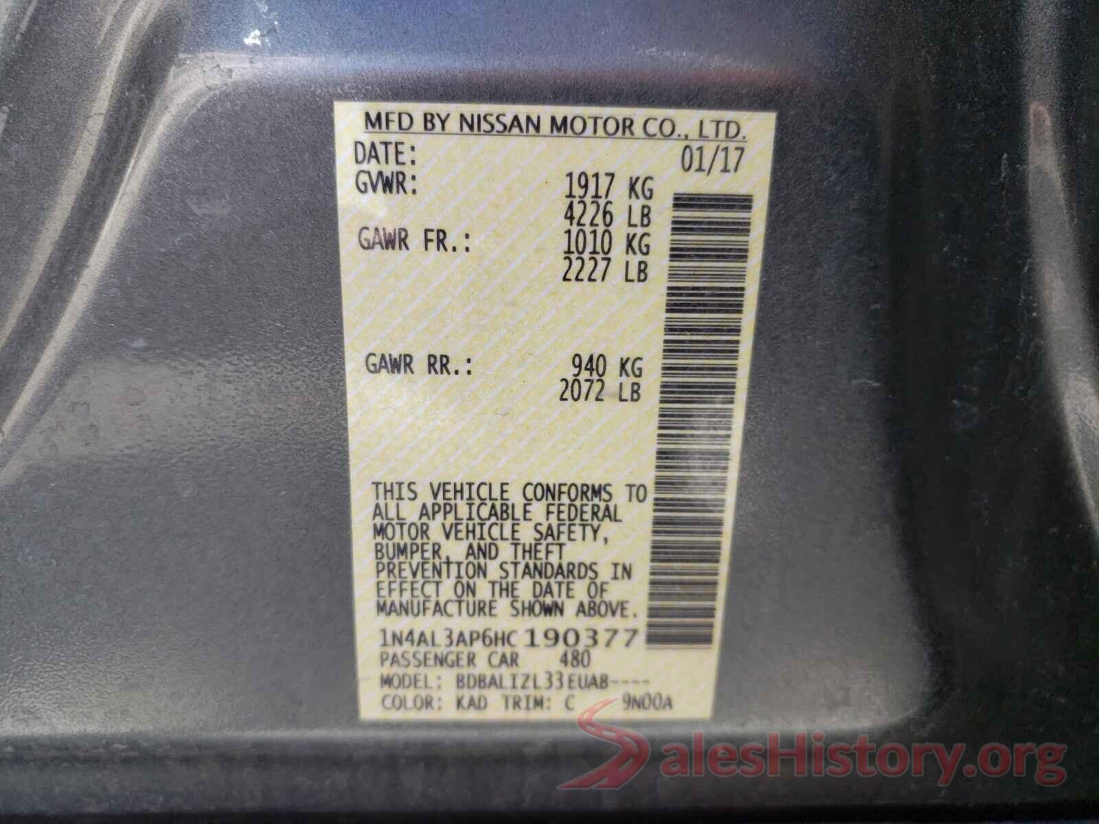 1N4AL3AP6HC190377 2017 NISSAN ALTIMA