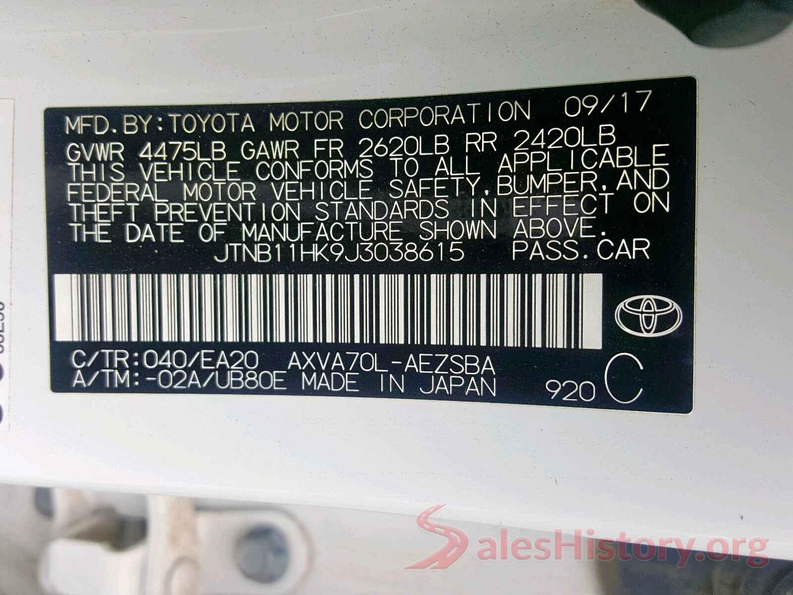 JTNB11HK9J3038615 2018 TOYOTA CAMRY