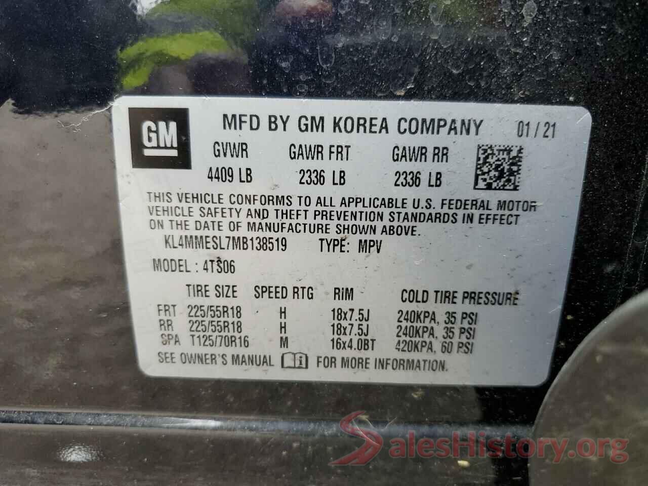 KL4MMESL7MB138519 2021 BUICK ENCORE