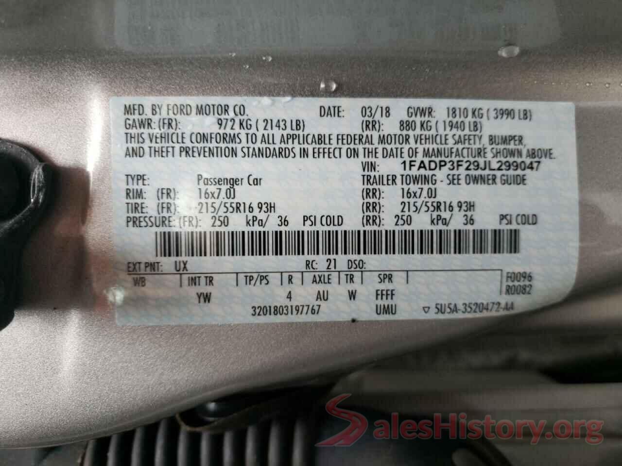 1FADP3F29JL299047 2018 FORD FOCUS