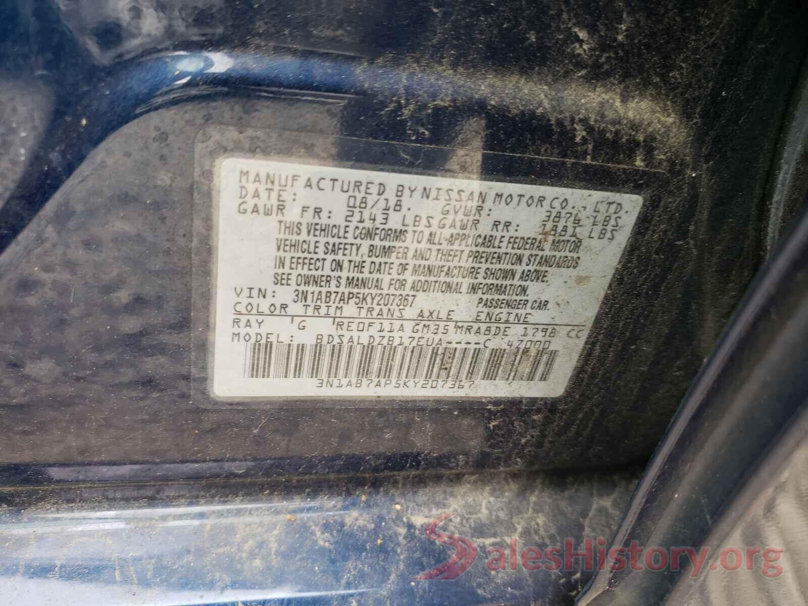 3N1AB7AP5KY207367 2019 NISSAN SENTRA