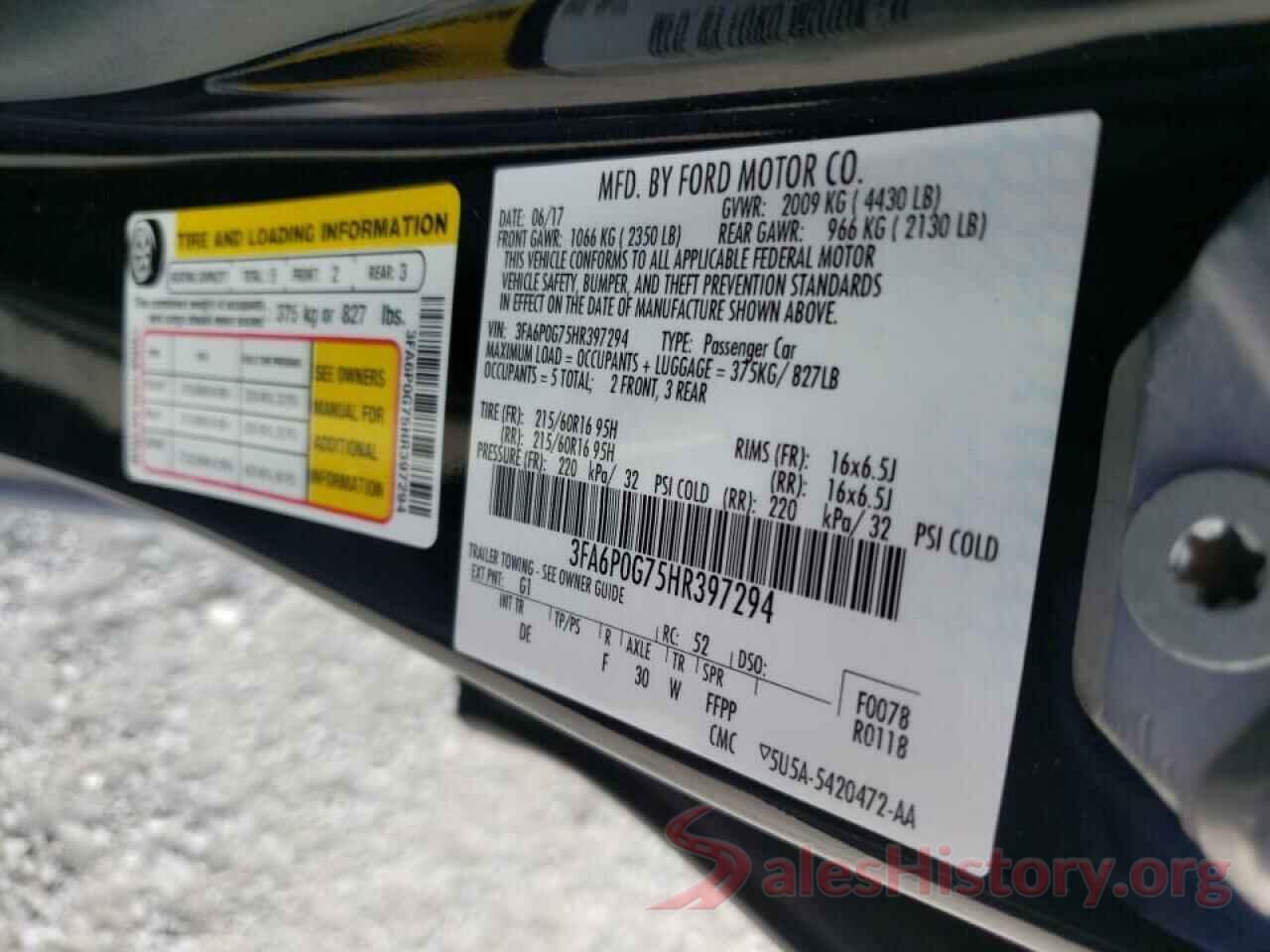 3FA6P0G75HR397294 2017 FORD FUSION