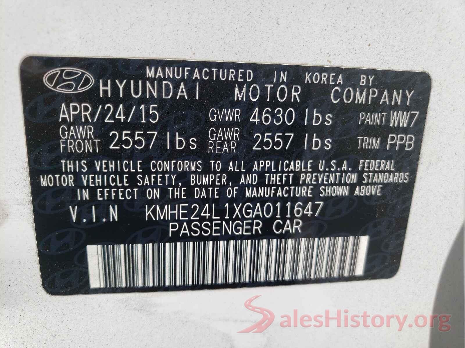 KMHE24L1XGA011647 2016 HYUNDAI SONATA