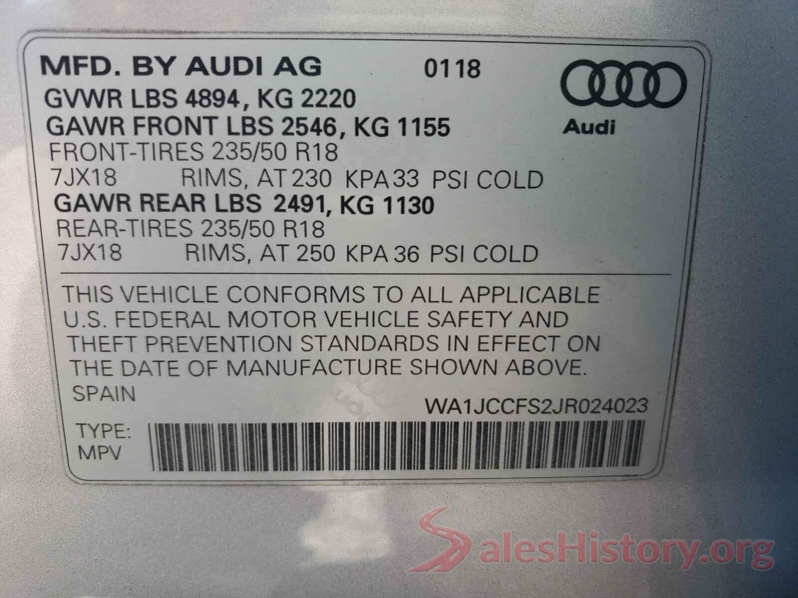 WA1JCCFS2JR024023 2018 AUDI Q3