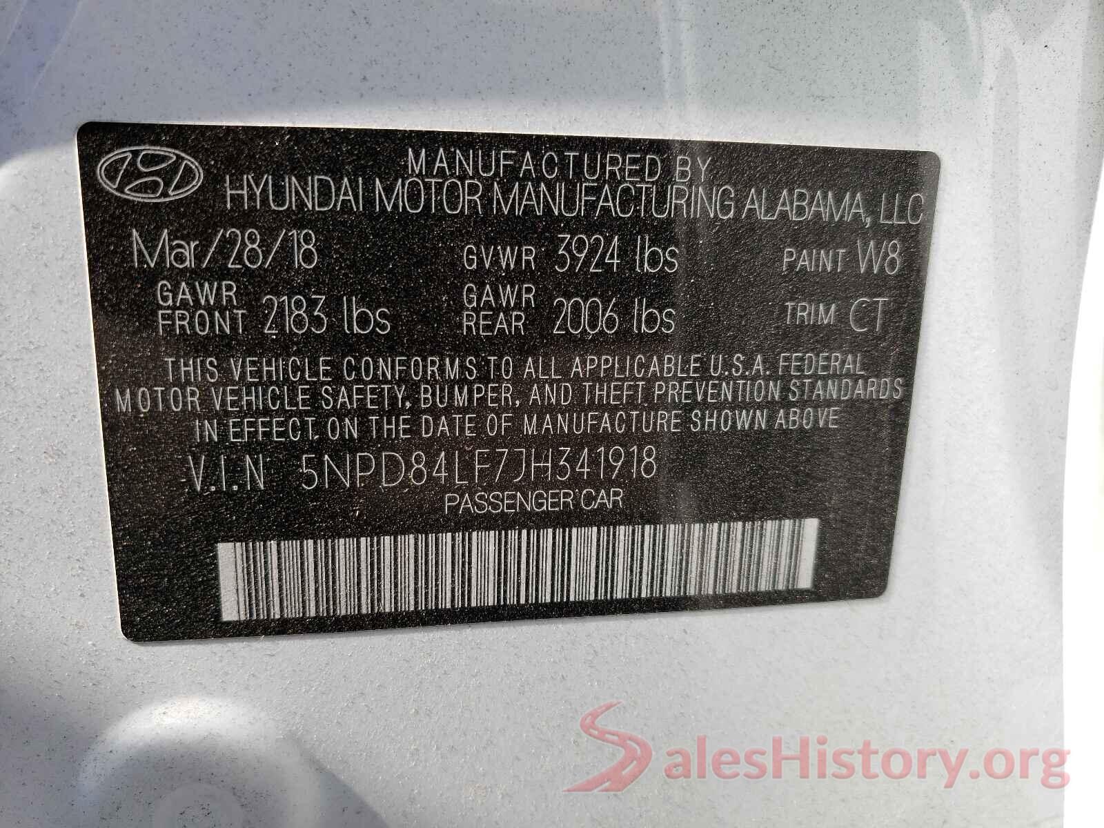 5NPD84LF7JH341918 2018 HYUNDAI ELANTRA