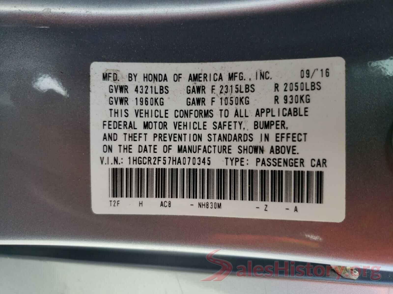 1HGCR2F57HA070345 2017 HONDA ACCORD