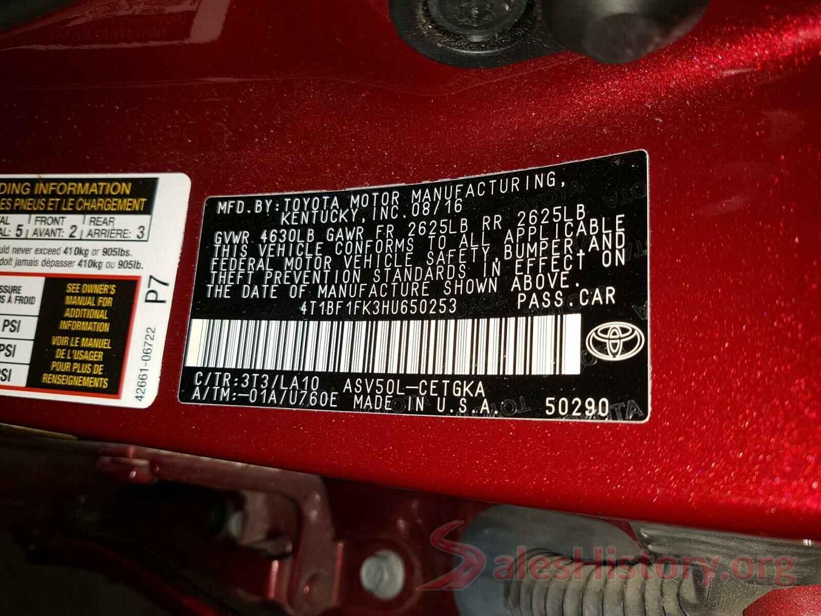 4T1BF1FK3HU650253 2017 TOYOTA CAMRY