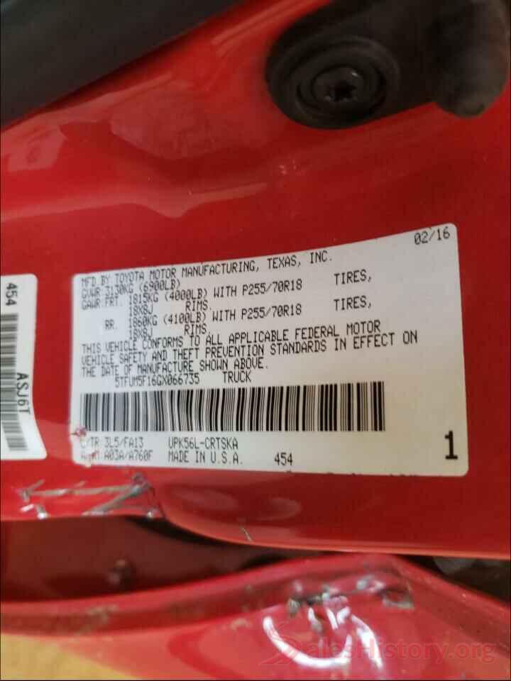 5TFUM5F16GX066735 2016 TOYOTA TUNDRA