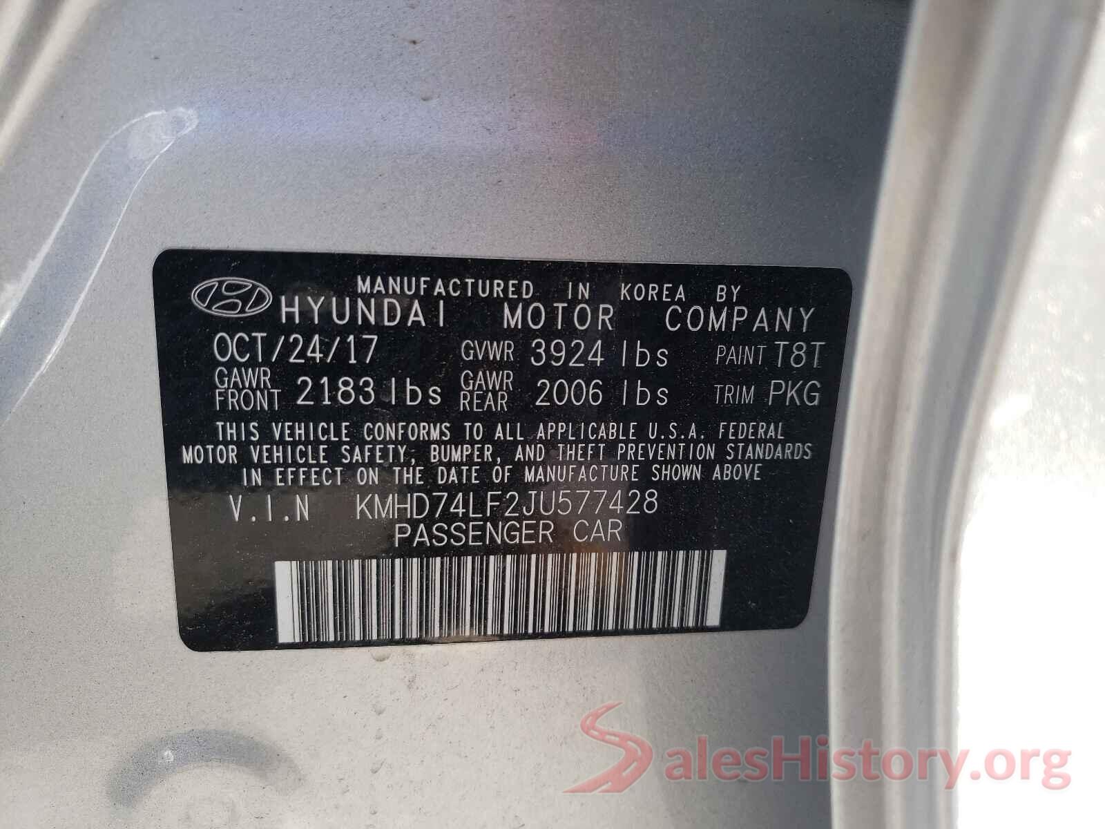 KMHD74LF2JU577428 2018 HYUNDAI ELANTRA