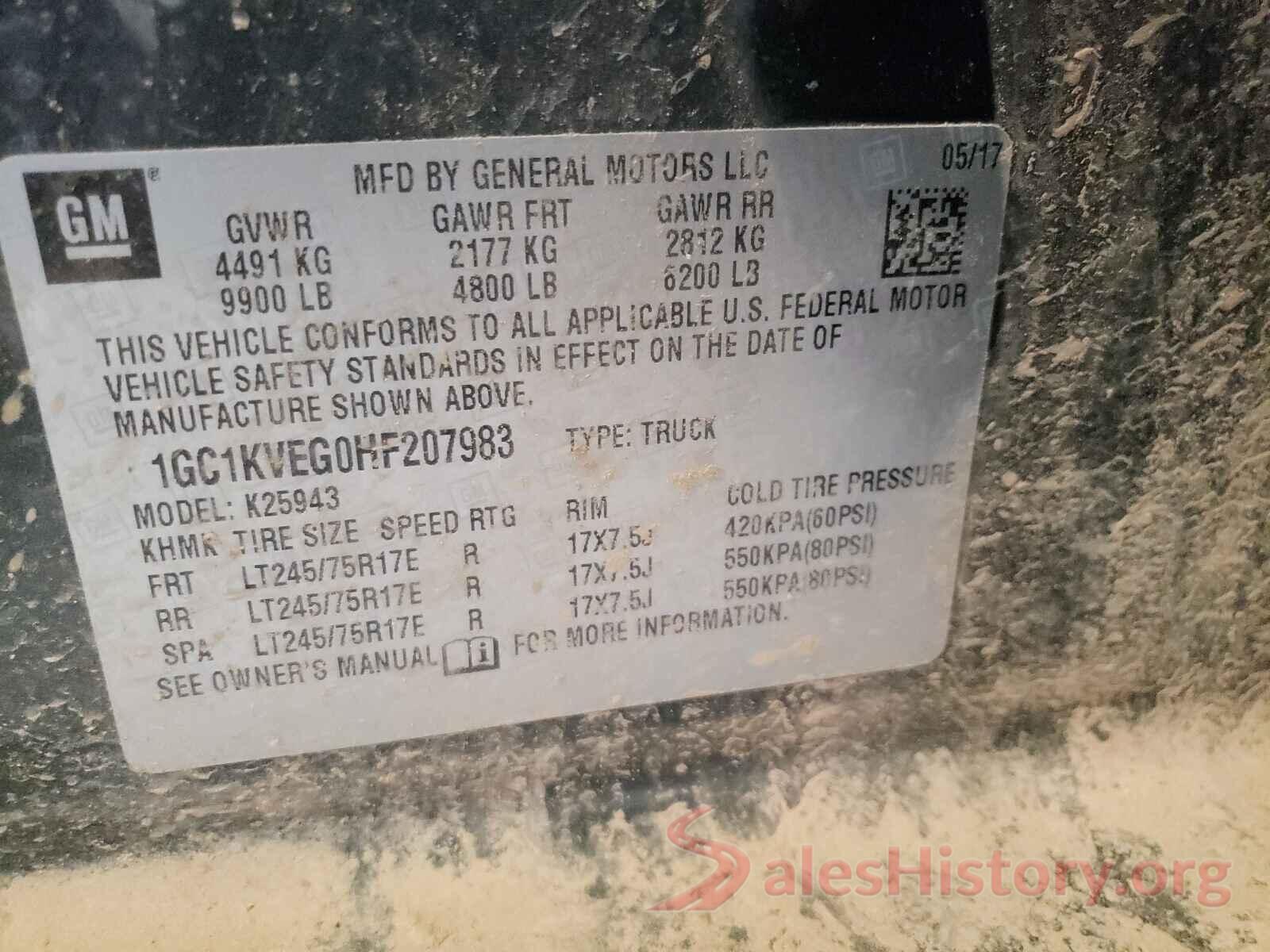 1GC1KVEG0HF207983 2017 CHEVROLET SILVERADO