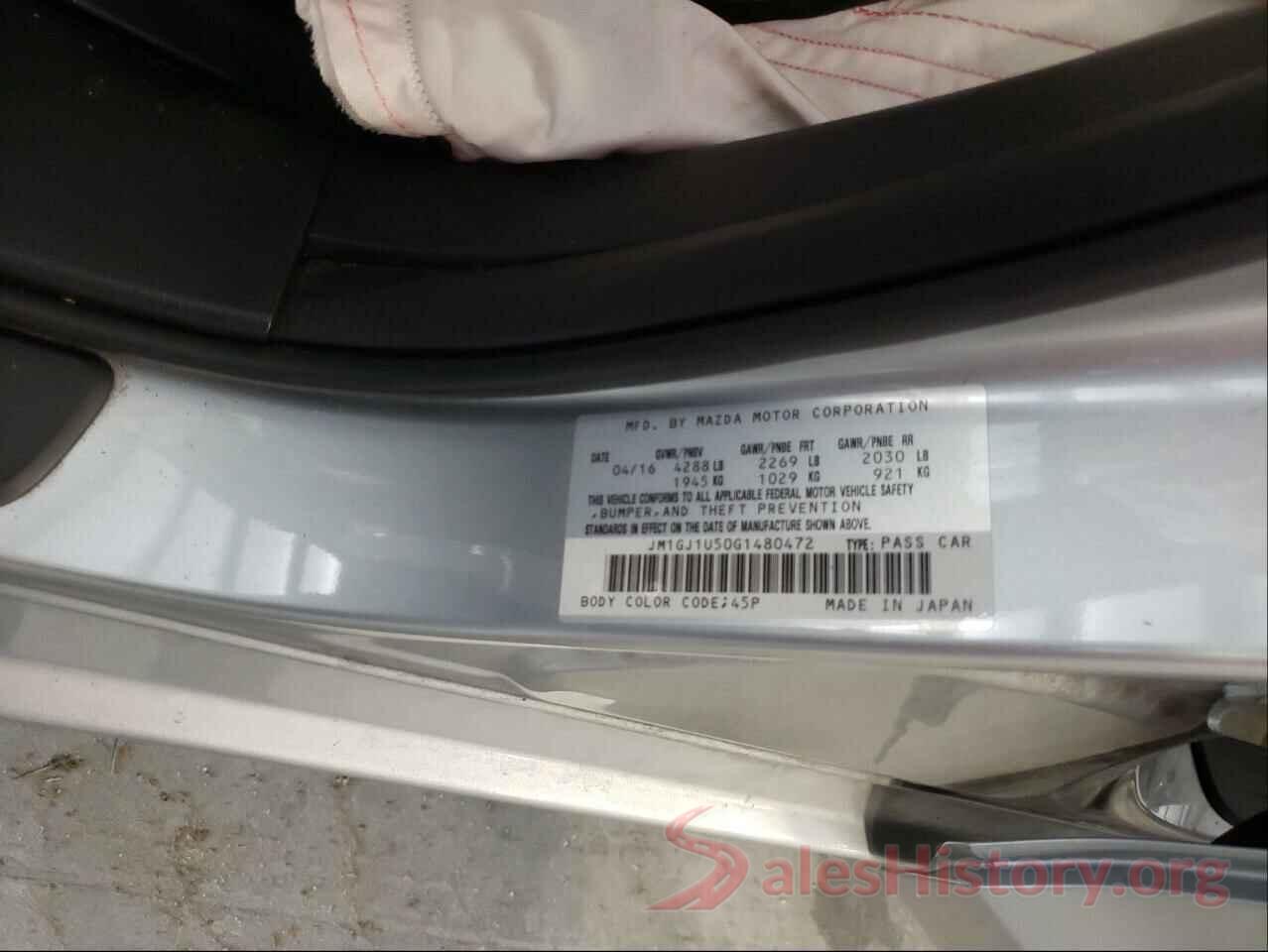 JM1GJ1U50G1480472 2016 MAZDA 6