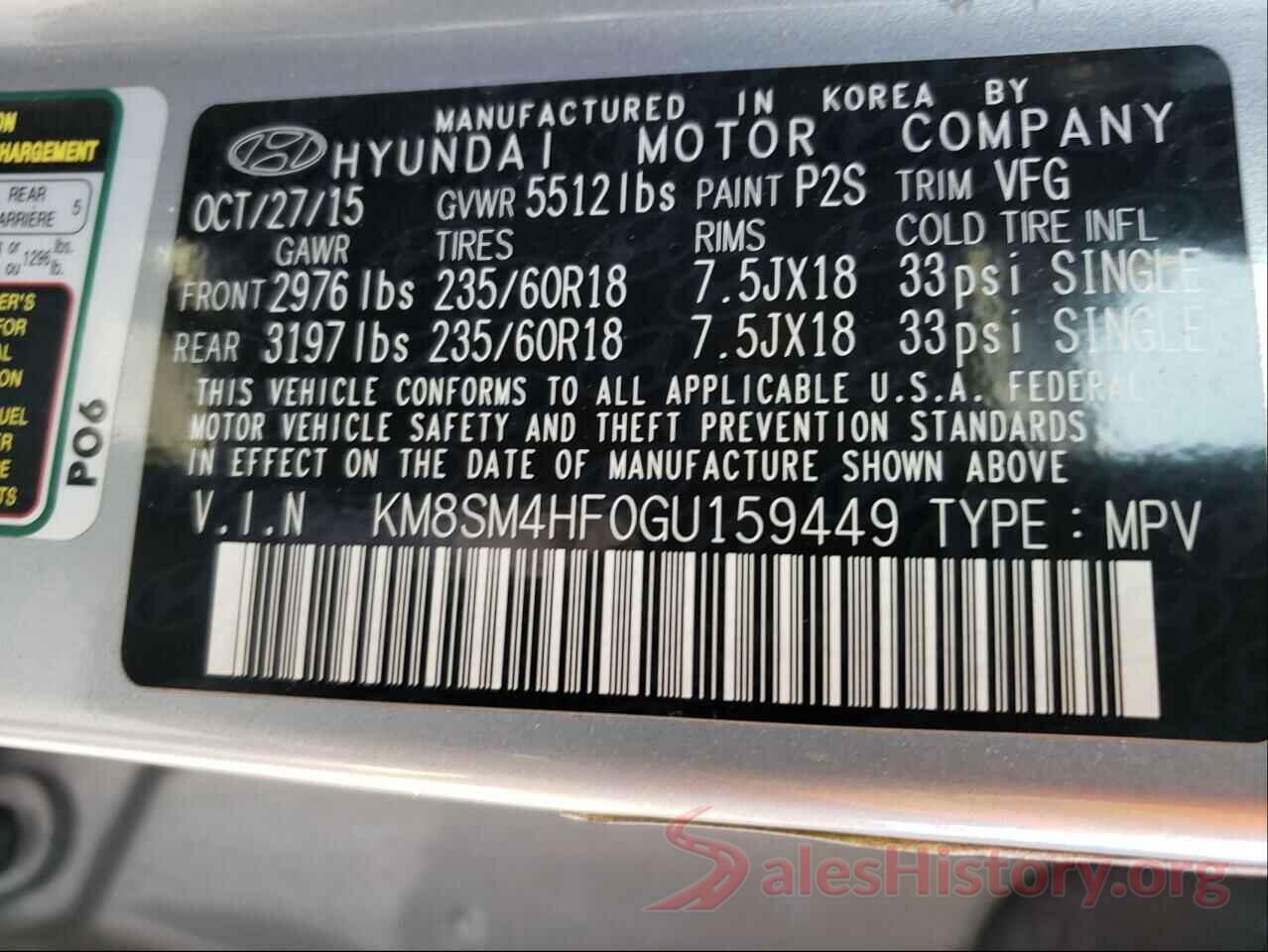 KM8SM4HF0GU159449 2016 HYUNDAI SANTA FE