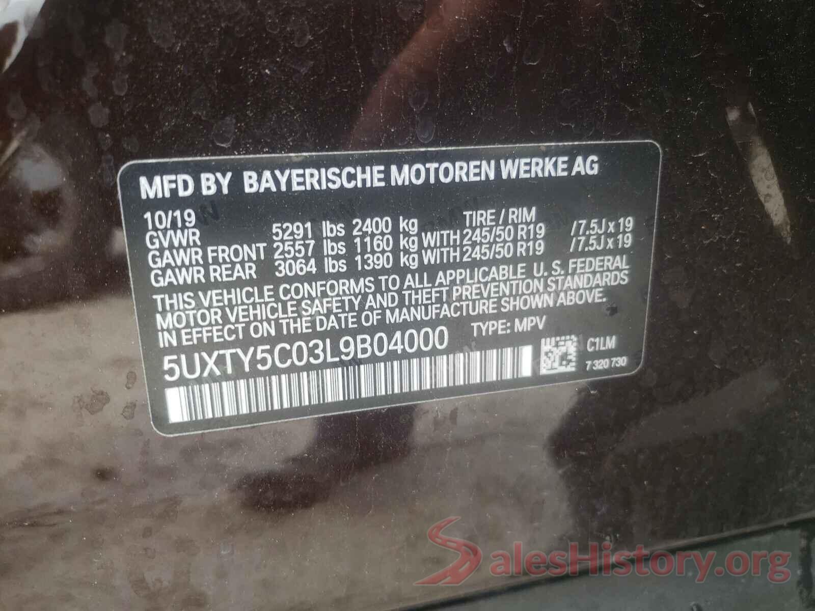 5UXTY5C03L9B04000 2020 BMW X3