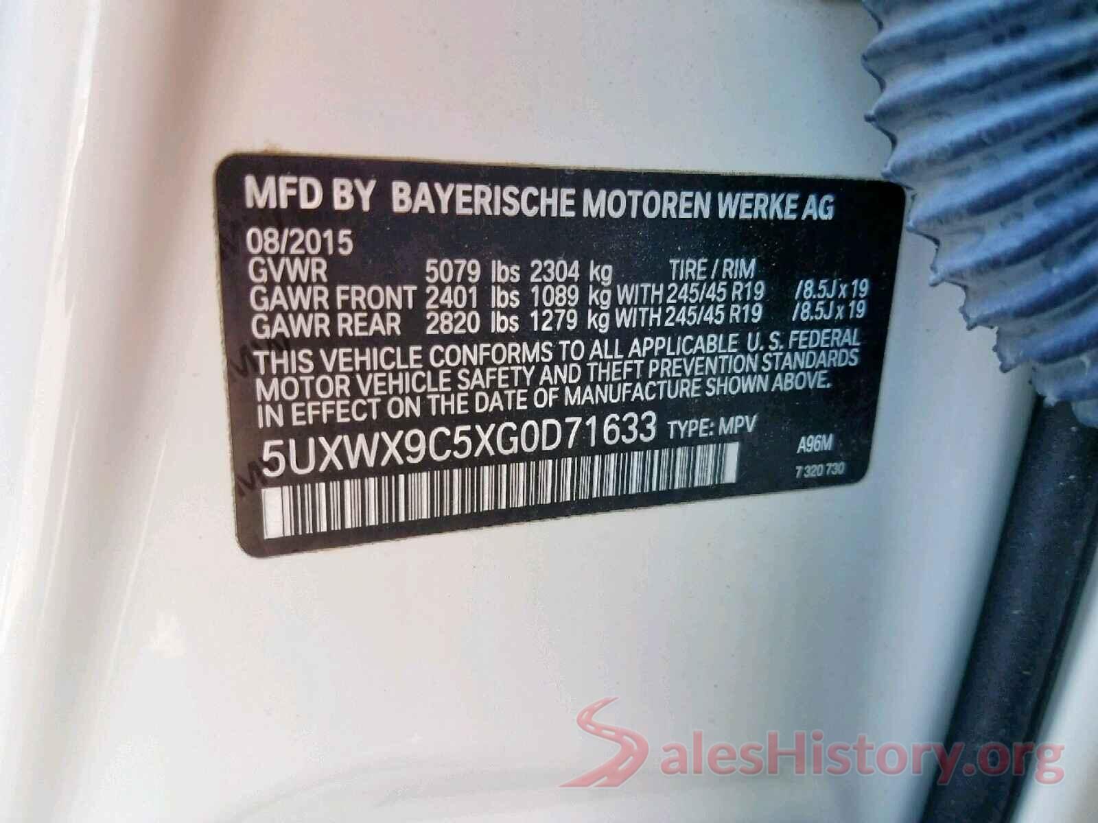 5UXWX9C5XG0D71633 2016 BMW X3