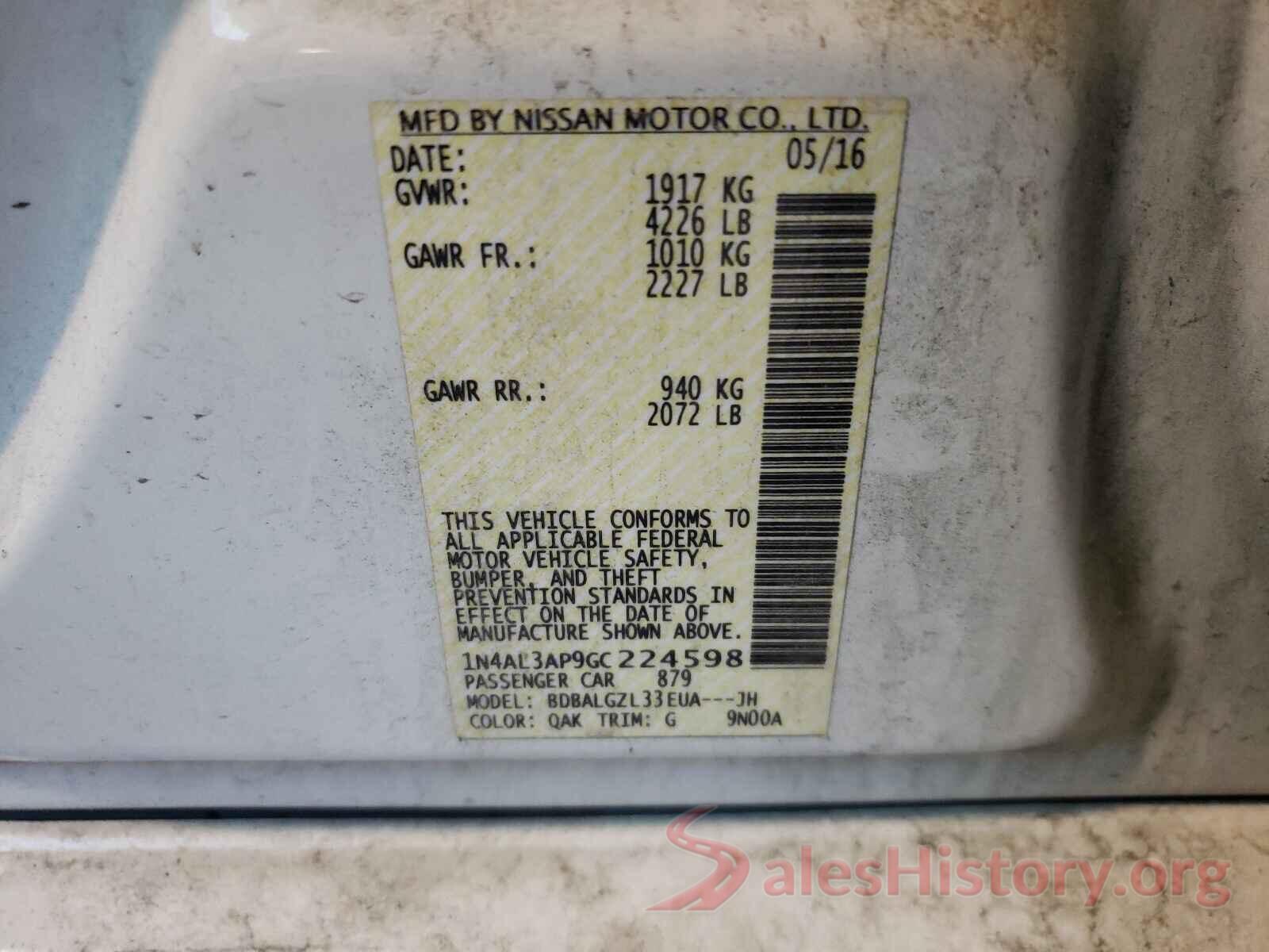 1N4AL3AP9GC224598 2016 NISSAN ALTIMA