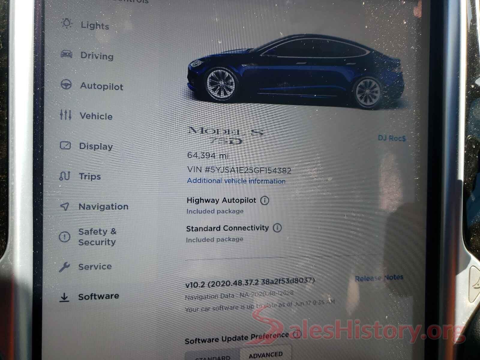 5YJSA1E25GF154382 2016 TESLA MODEL S