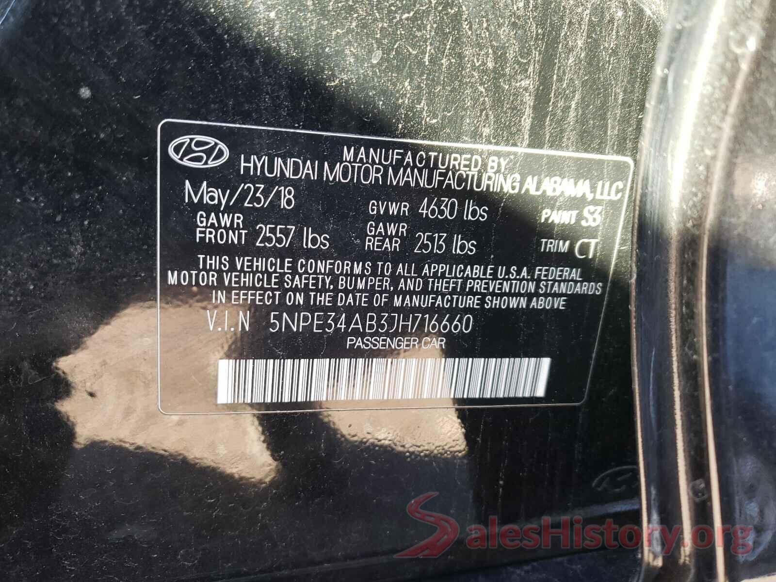 5NPE34AB3JH716660 2018 HYUNDAI SONATA