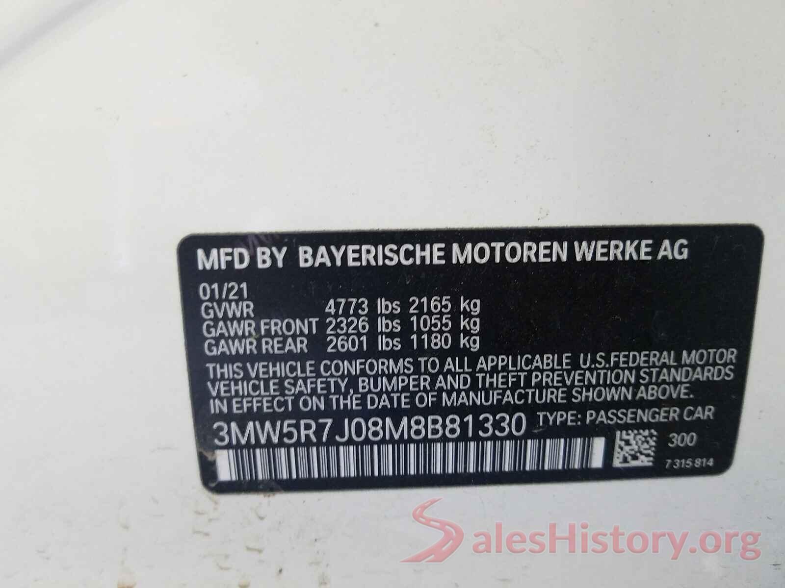 3MW5R7J08M8B81330 2021 BMW 3 SERIES