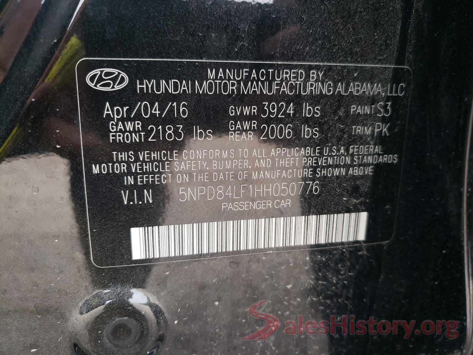 5NPD84LF1HH050776 2017 HYUNDAI ELANTRA