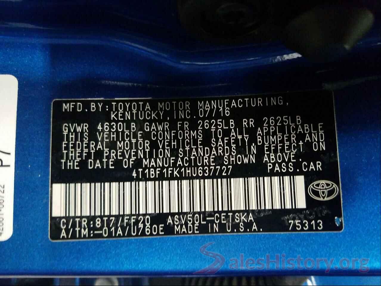 4T1BF1FK1HU637727 2017 TOYOTA CAMRY