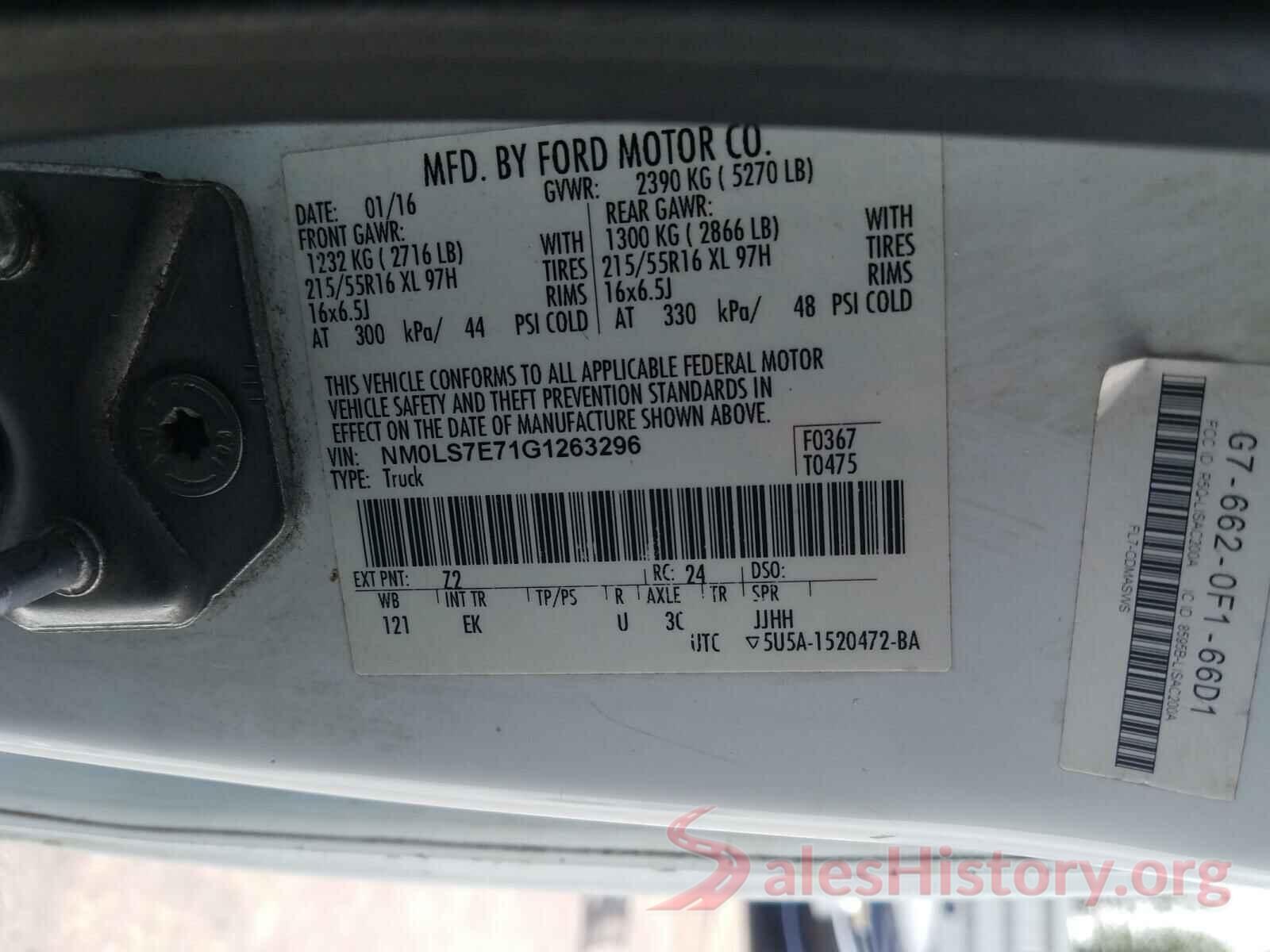 NM0LS7E71G1263296 2016 FORD TRANSIT CO