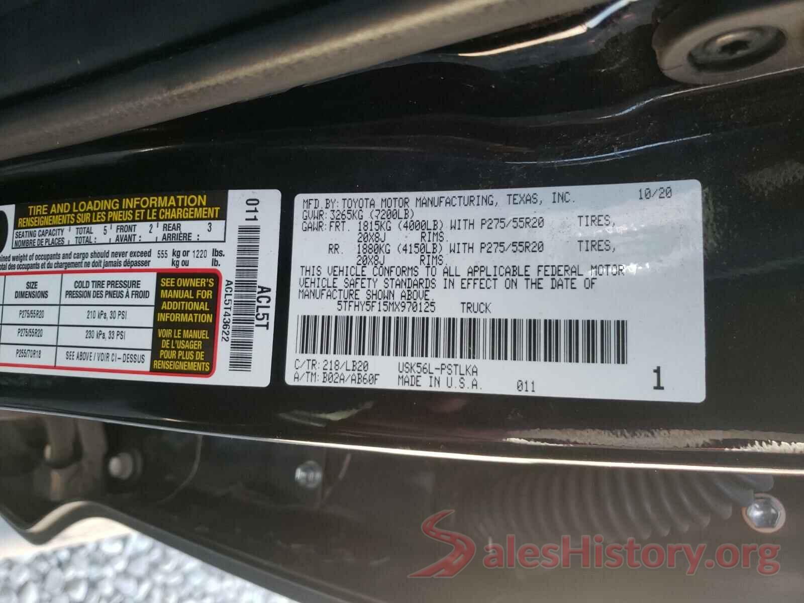 5TFHY5F15MX970125 2021 TOYOTA TUNDRA