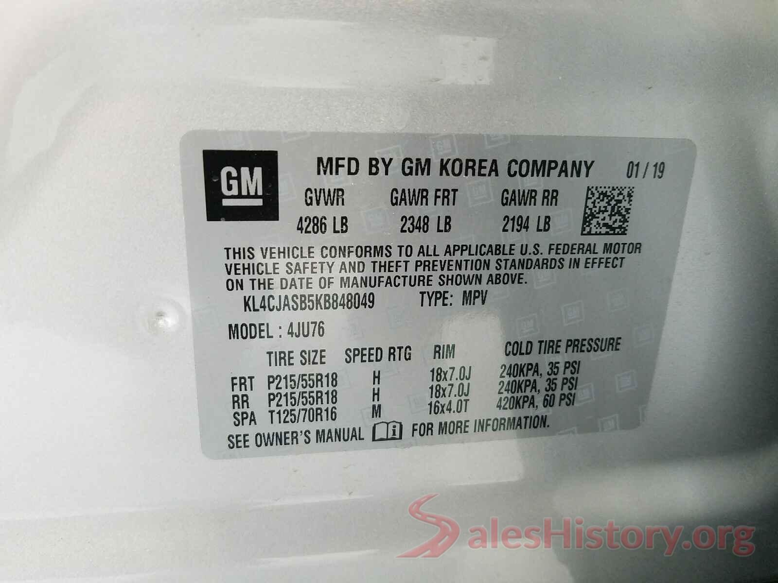 KL4CJASB5KB848049 2019 BUICK ENCORE