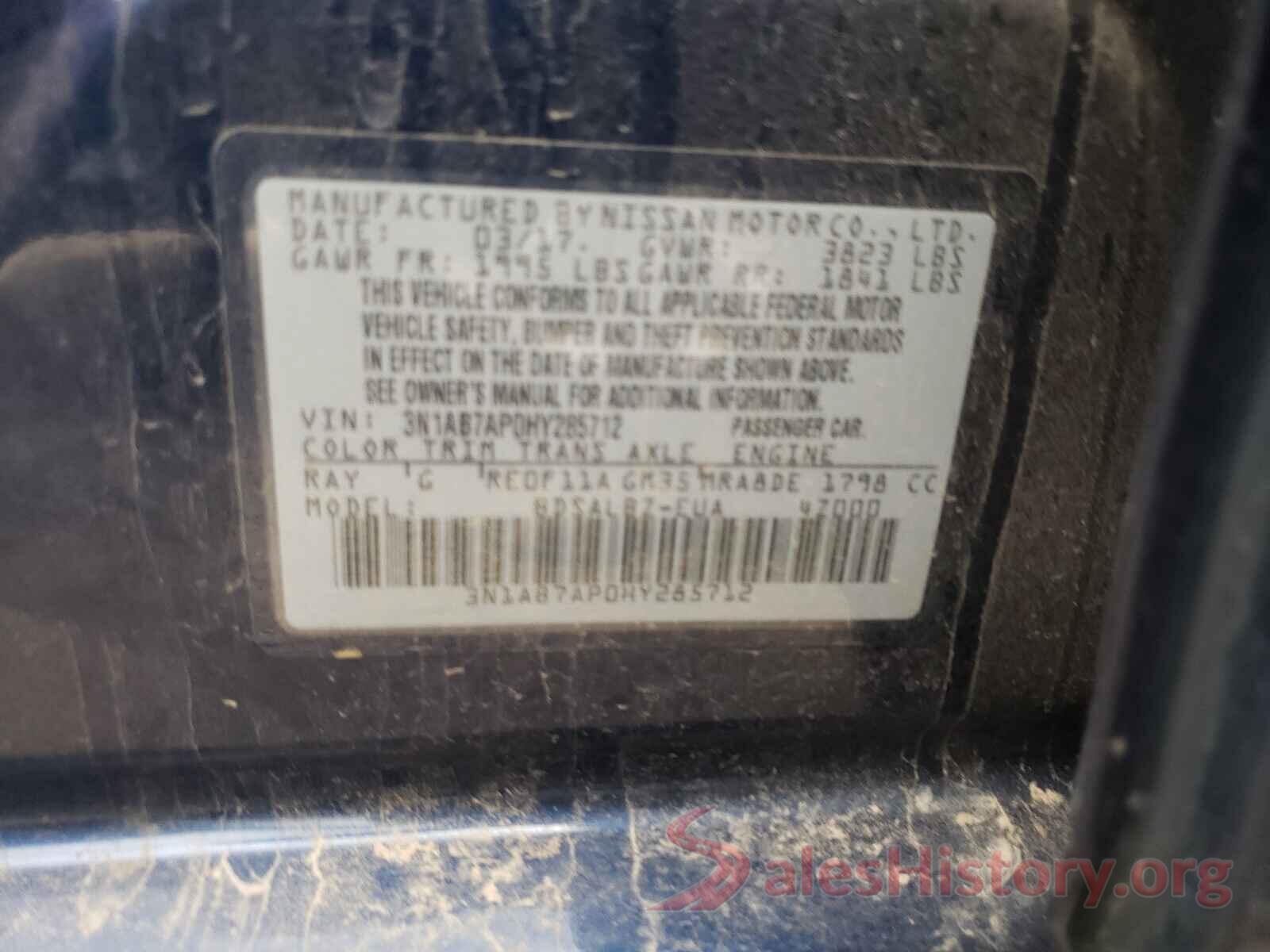 3N1AB7AP0HY285712 2017 NISSAN SENTRA