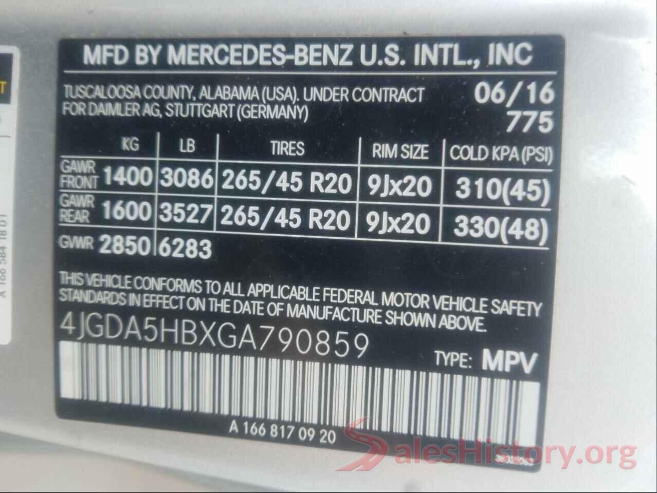 4JGDA5HBXGA790859 2016 MERCEDES-BENZ G CLASS