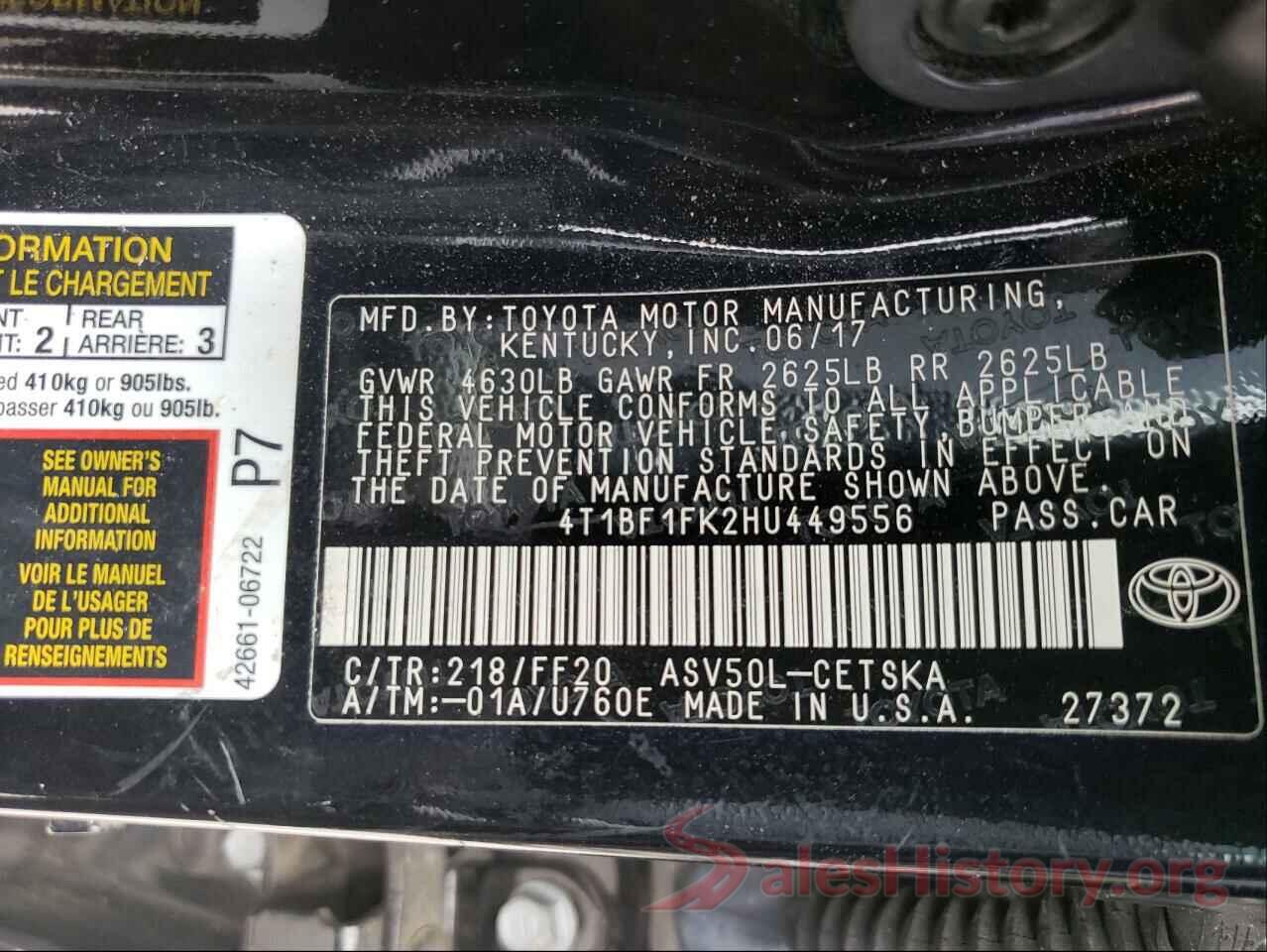 4T1BF1FK2HU449556 2017 TOYOTA CAMRY