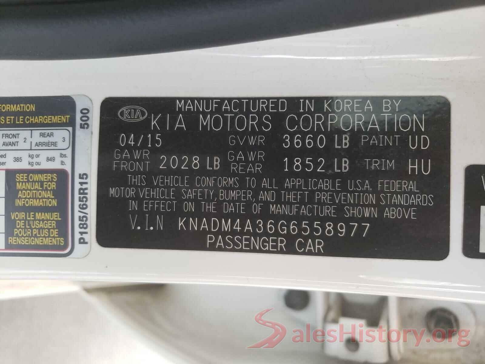 KNADM4A36G6558977 2016 KIA RIO