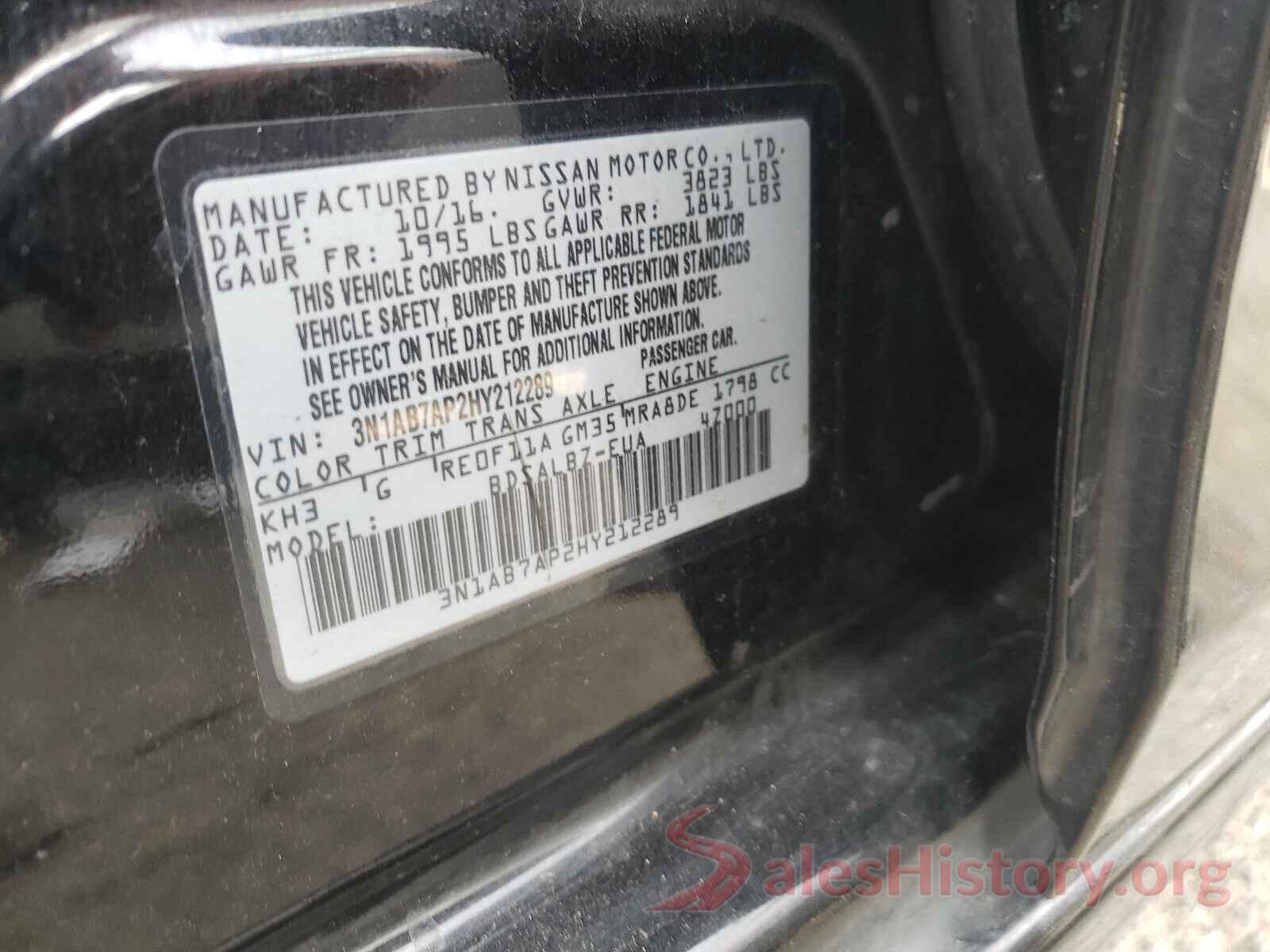 3N1AB7AP2HY212289 2017 NISSAN SENTRA