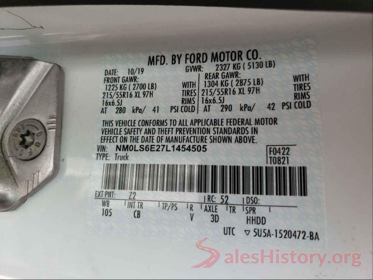 NM0LS6E27L1454505 2020 FORD TRANSIT CO