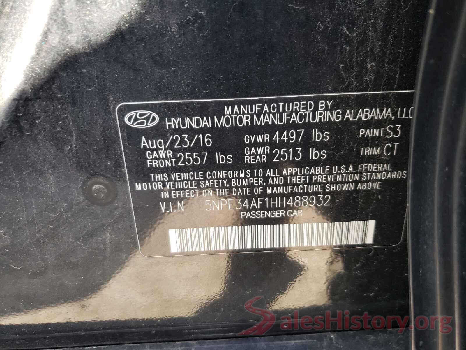 5NPE34AF1HH488932 2017 HYUNDAI SONATA