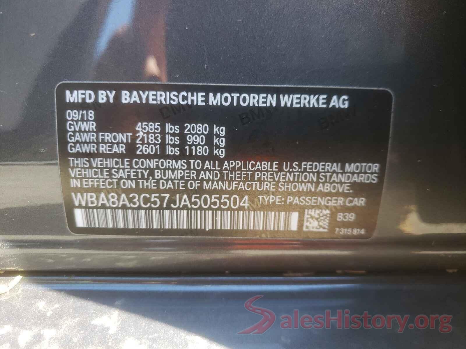 WBA8A3C57JA505504 2018 BMW 3 SERIES