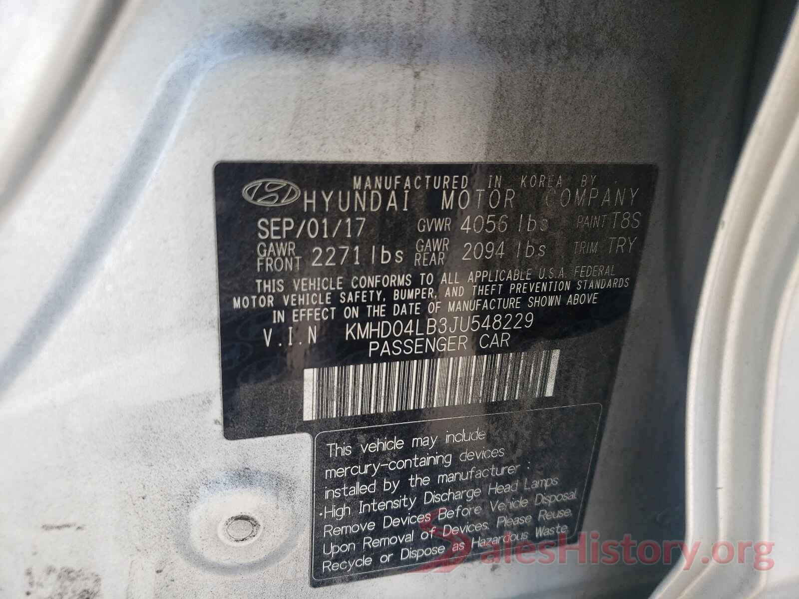 KMHD04LB3JU548229 2018 HYUNDAI ELANTRA