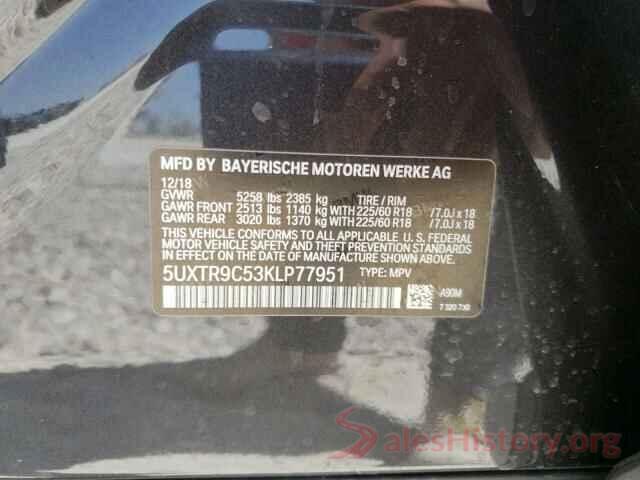 5UXTR9C53KLP77951 2019 BMW X3