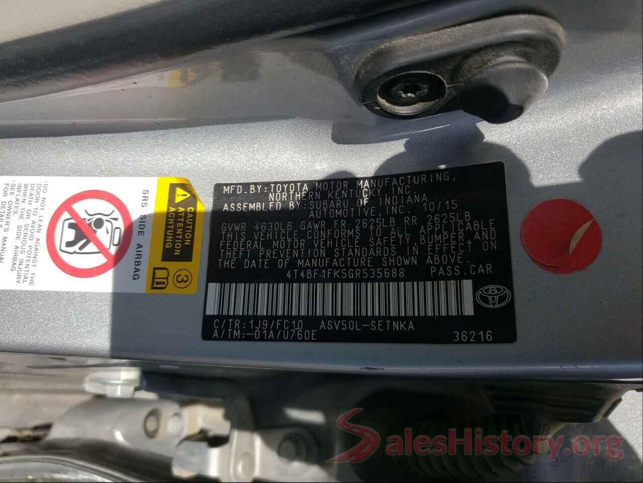 4T4BF1FK5GR535688 2016 TOYOTA CAMRY